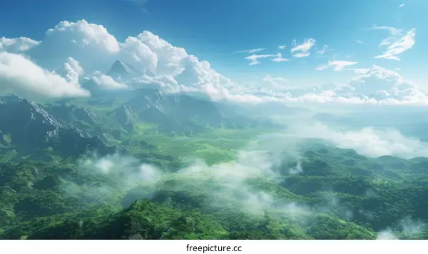 Majestic Mountain Range Covered in Clouds