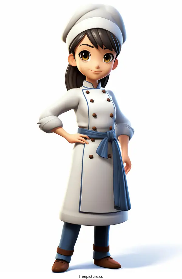 Cute Little Girl Wearing Chef Uniform
