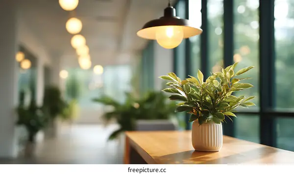 Modern Office Corridor with Natural Light