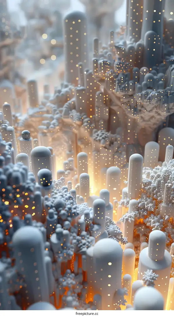 Glowing White City in the Clouds