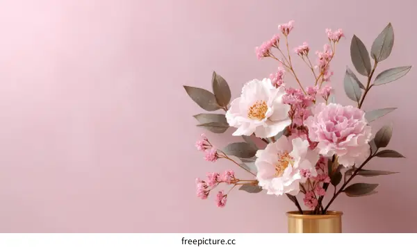 Elegant Pink Floral Arrangement on Pastel Background
