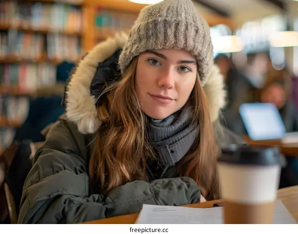 Young woman in a beanie smiling at the camera