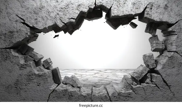 Concrete Wall with a Large Hole