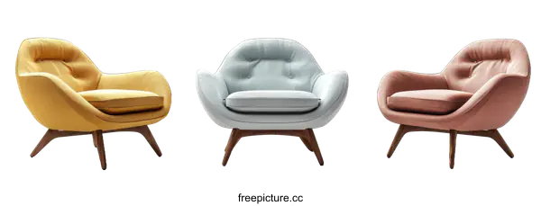 [Transparent Background PNG]Modern Upholstered Armchairs Set of Three