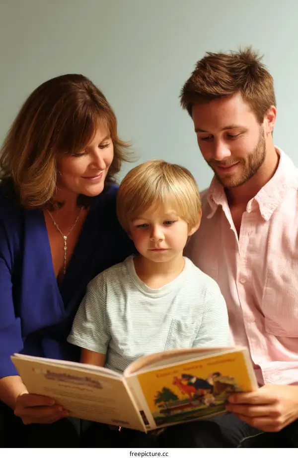 Family Reading Together a Book