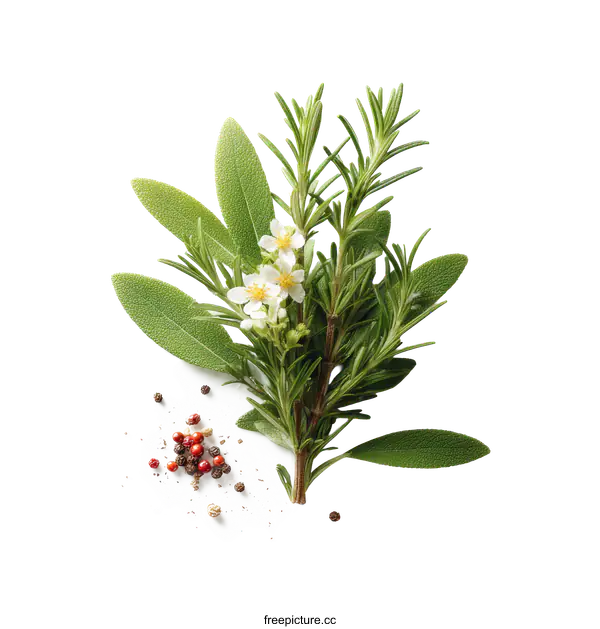 [Transparent Background PNG]Fresh Herbs and Spices Arrangement
