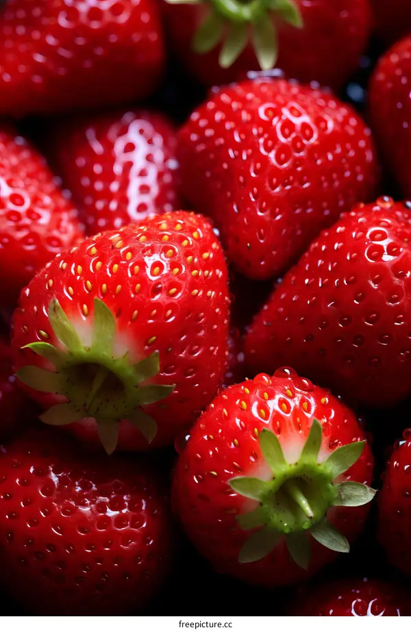 Fresh Red Strawberries with Water Drops