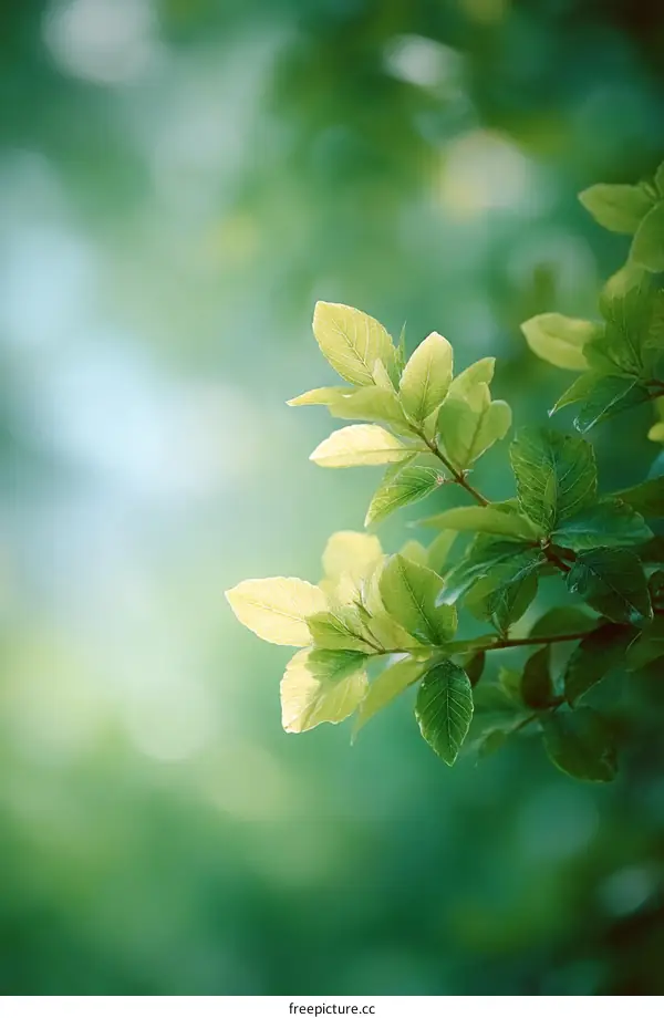 Fresh Green Leaves in Spring Sunlight