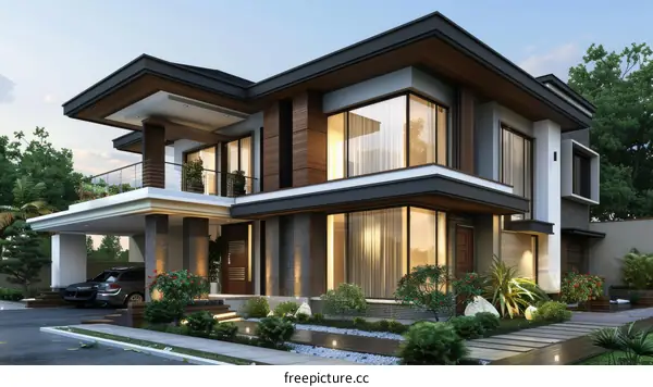 Modern House Exterior Design Illustration