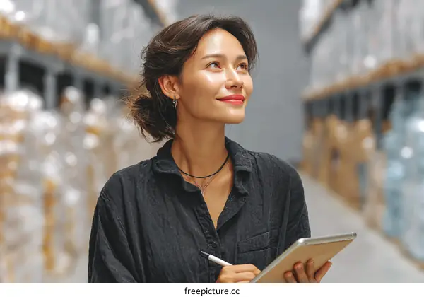Warehouse Worker Taking Inventory