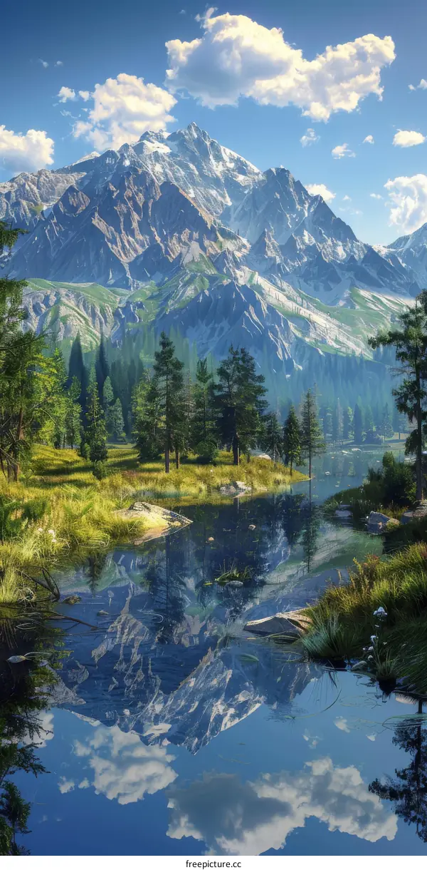 Picturesque Mountain Lake with Verdant Surroundings