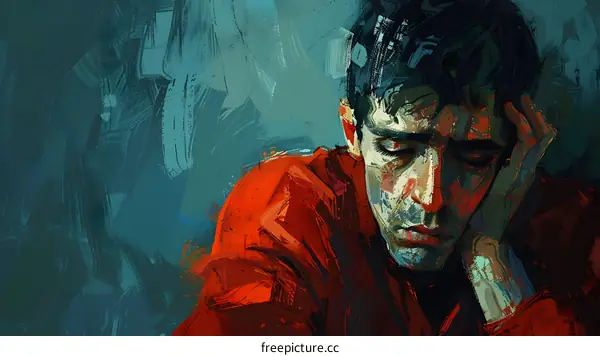 A portrait of a man with his hand on his head