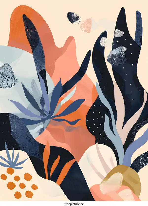 Abstract Floral Illustration with Neutral Colors