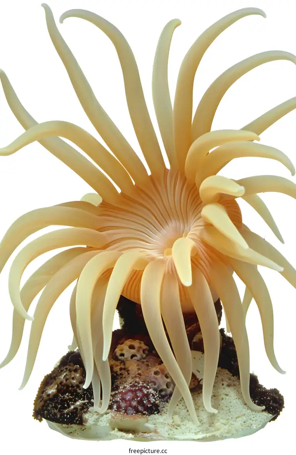 Tube-Dwelling Anemone on white background