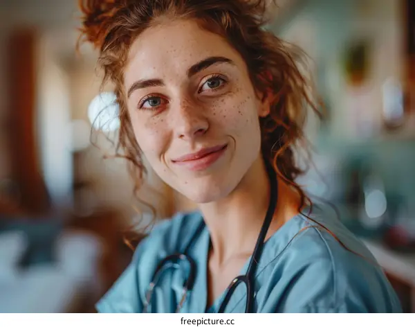 Confident Young Female Doctor in Scrubs