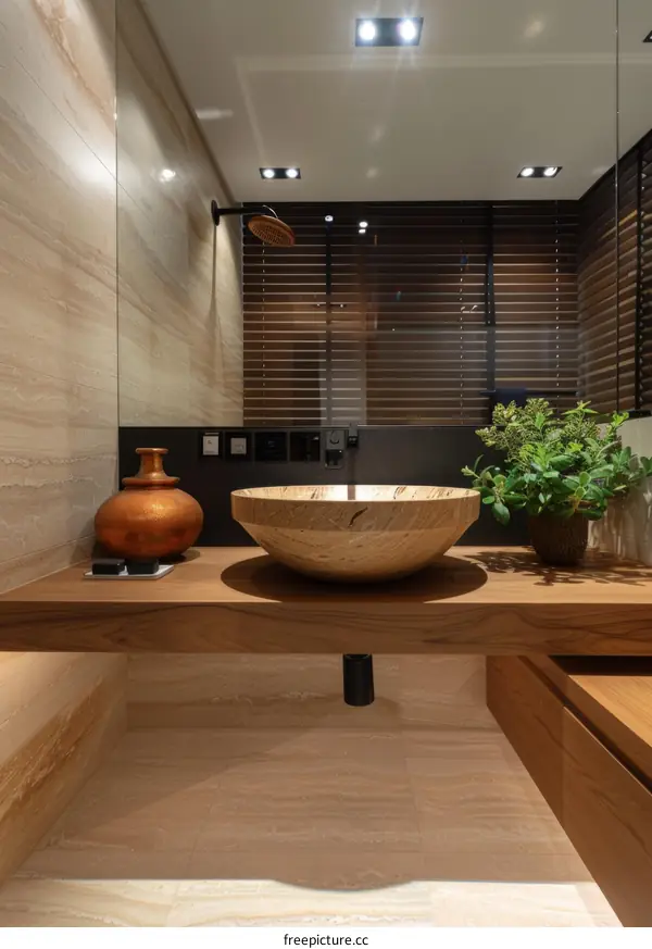 Modern Wooden Bathroom Sink and Vanity