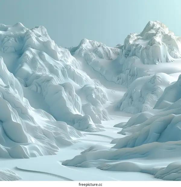 Icy mountain peaks and glaciers of Antarctica