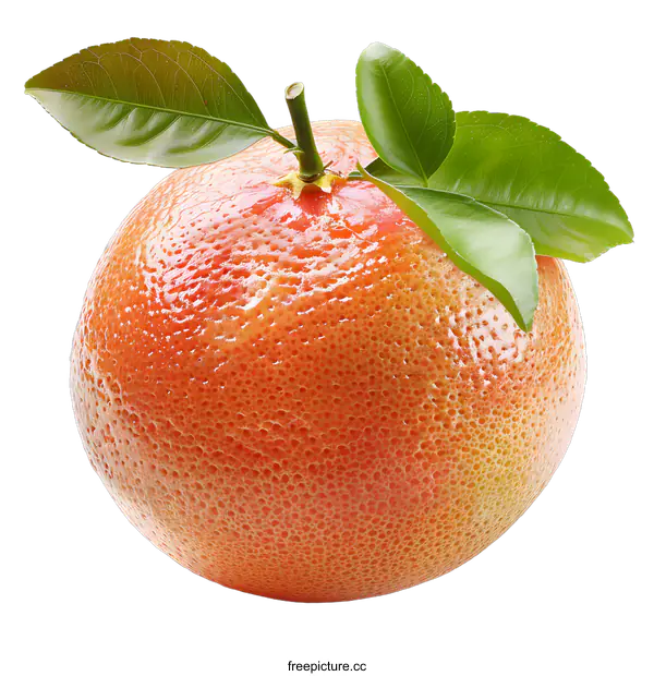 [Transparent Background PNG]Fresh grapefruit with leaves