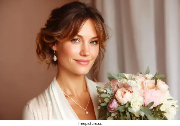 Beautiful Bride Holding a Bouquet