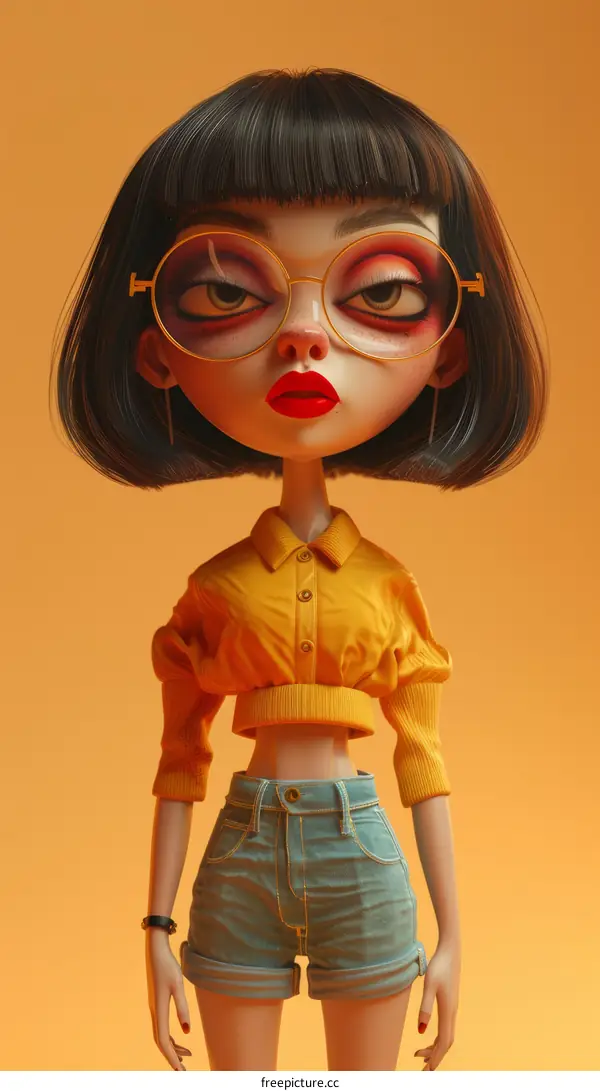 Portrait of a Stylish Cartoon Girl with Attitude
