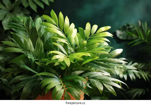Tropical Lush Green Plant Arrangement Background