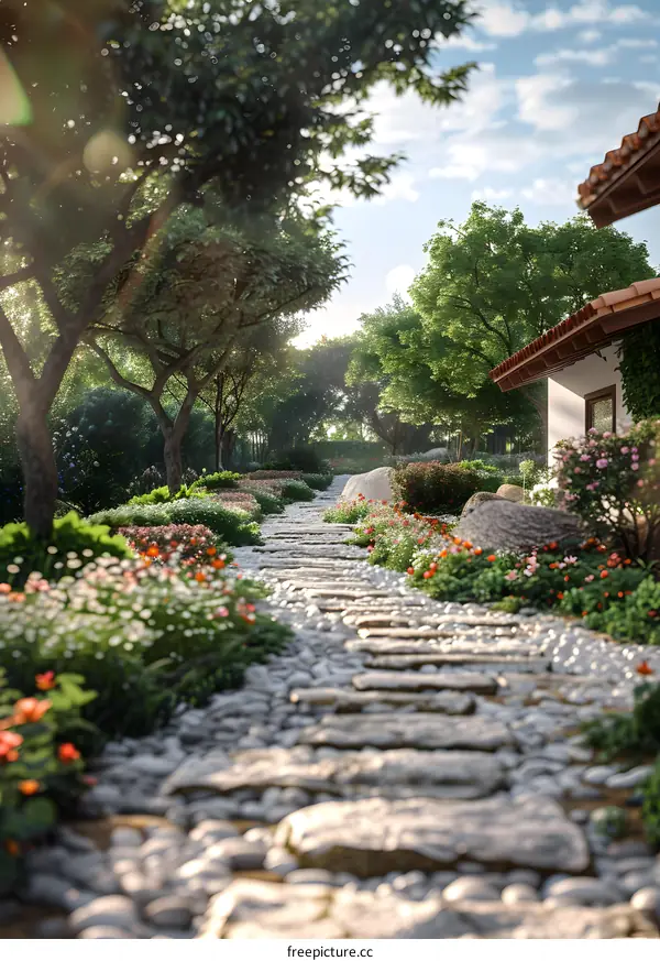 Cobblestone Garden Path