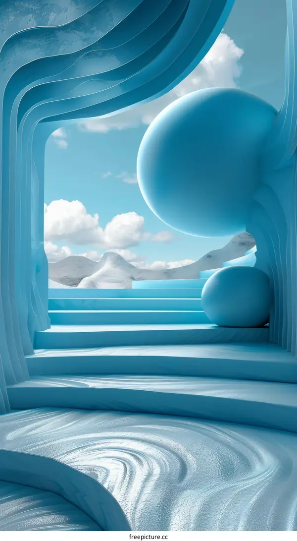 Futuristic Geometric Space in Blue