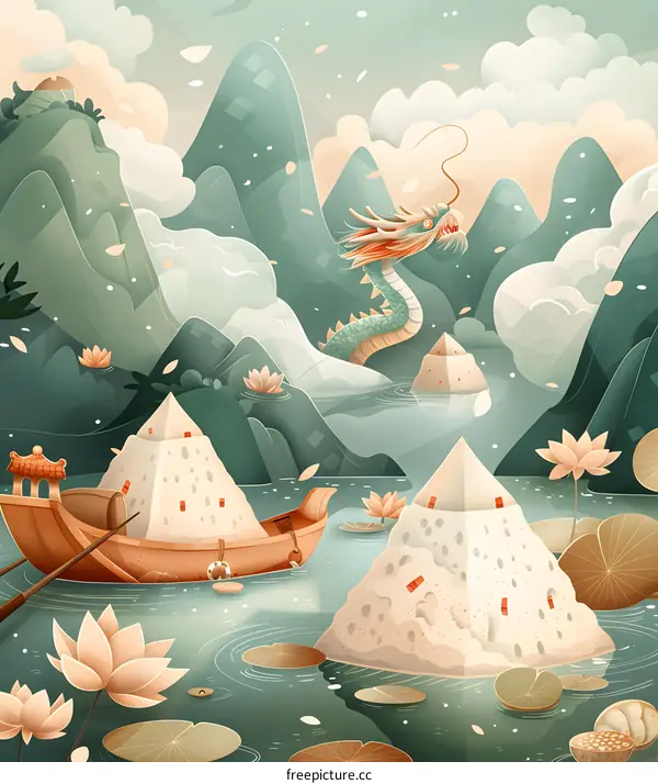 Illustration of Dragon Boat Festival