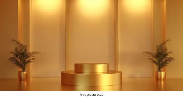 Modern Gold Display Podium Background