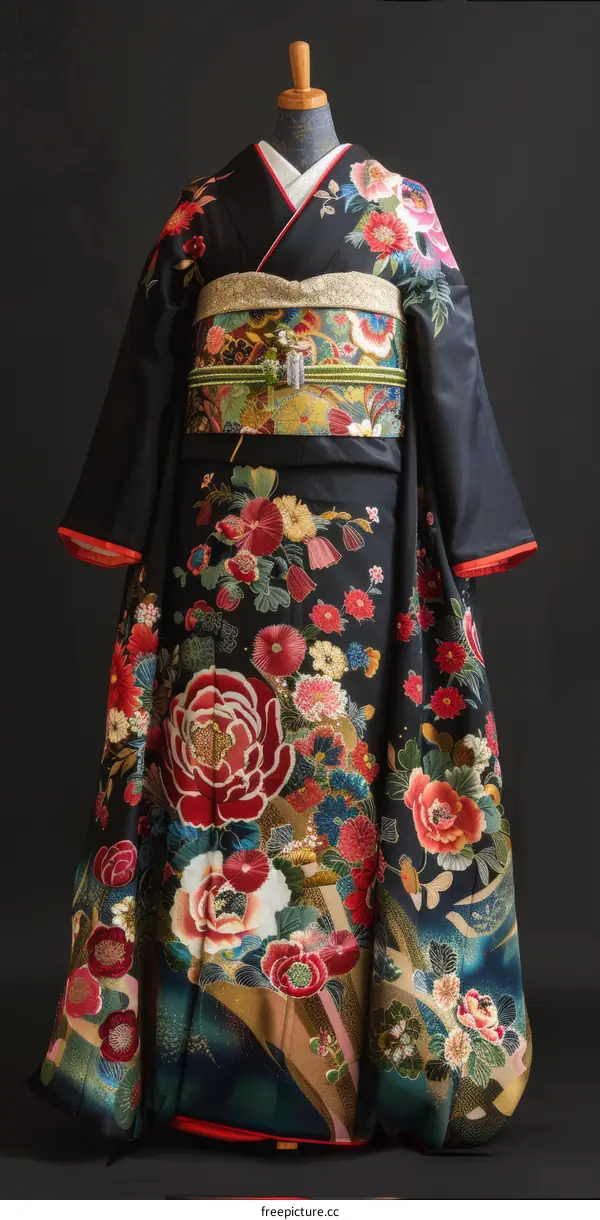 A kimono with a floral pattern