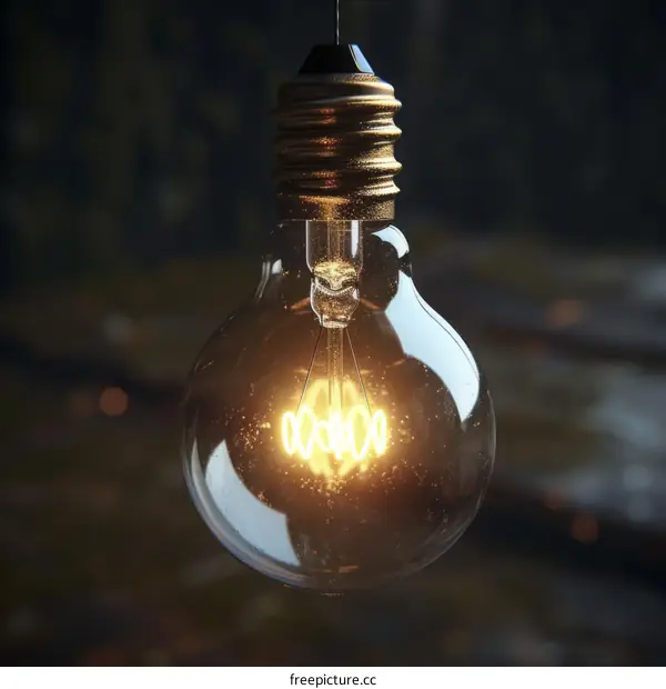 Light bulb glowing in the dark