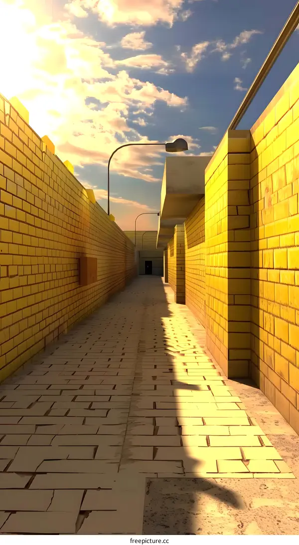 Yellow Brick Road in a Narrow Alleyway