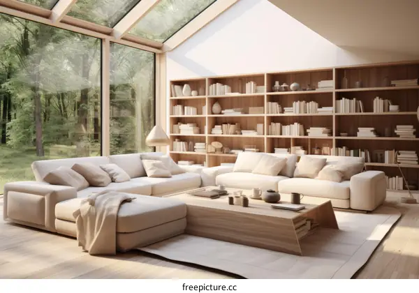 Bright and Airy Living Room With Modern Furniture and Large Windows