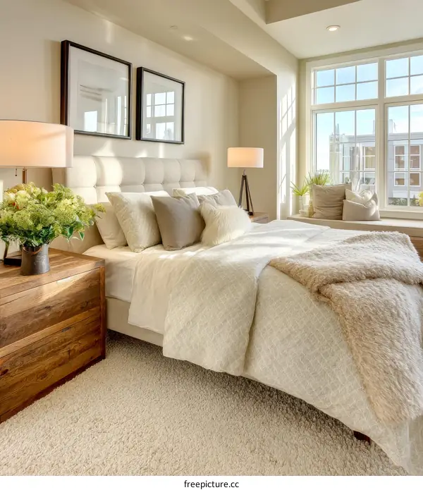 Cozy Bedroom with Natural Light and Warm Tones
