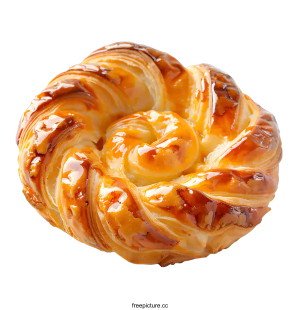 [Transparent Background PNG]Close-up of a golden brown pastry on a white background