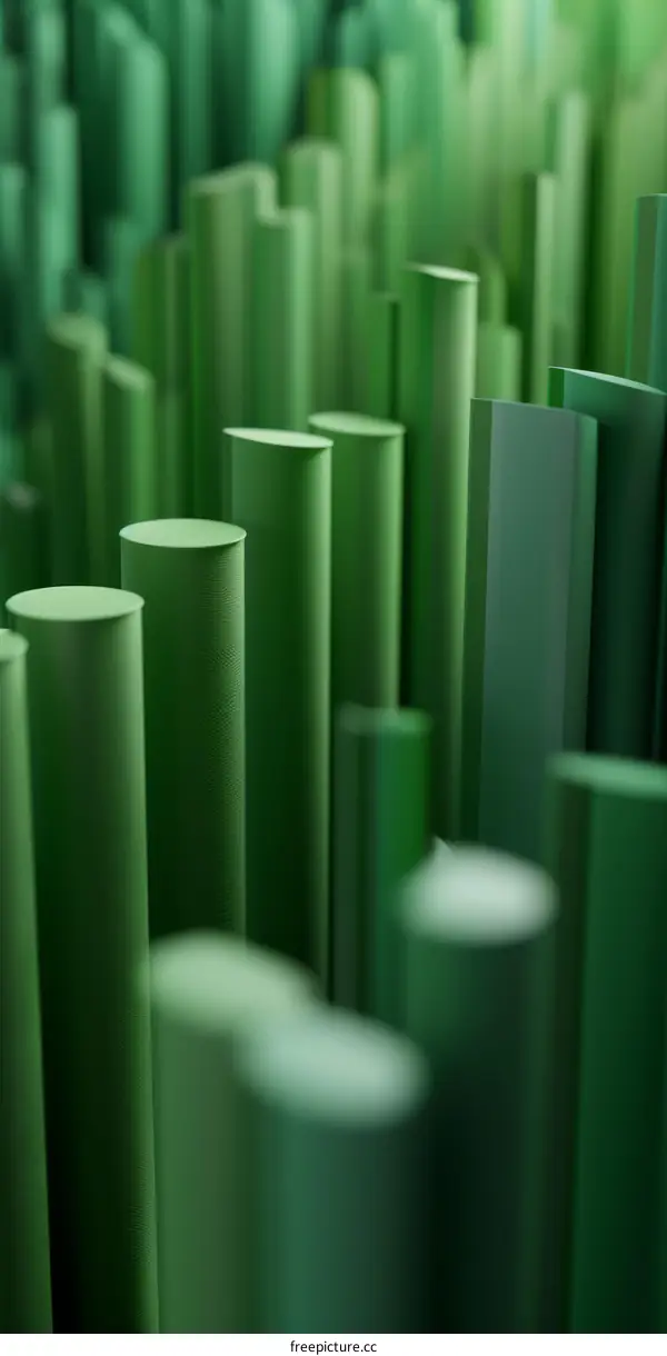 Abstract Green Cylinders 3D Rendering