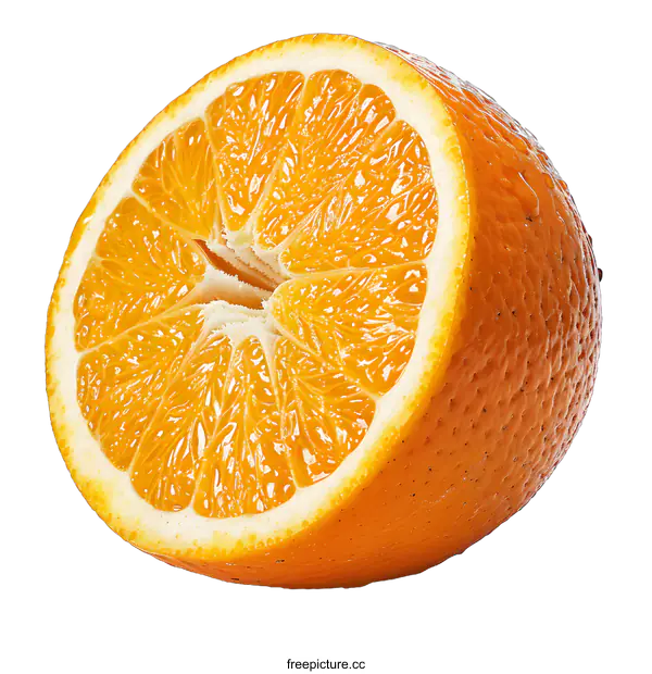 [Transparent Background PNG]Fresh orange fruit cut in half