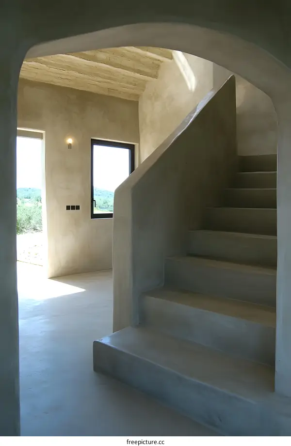 Modern Minimalist Concrete Staircase in a House