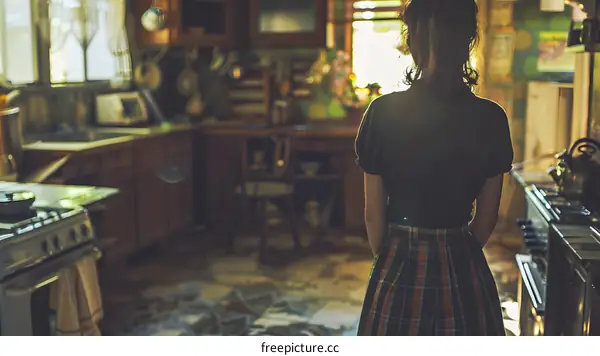 woman in a vintage kitchen