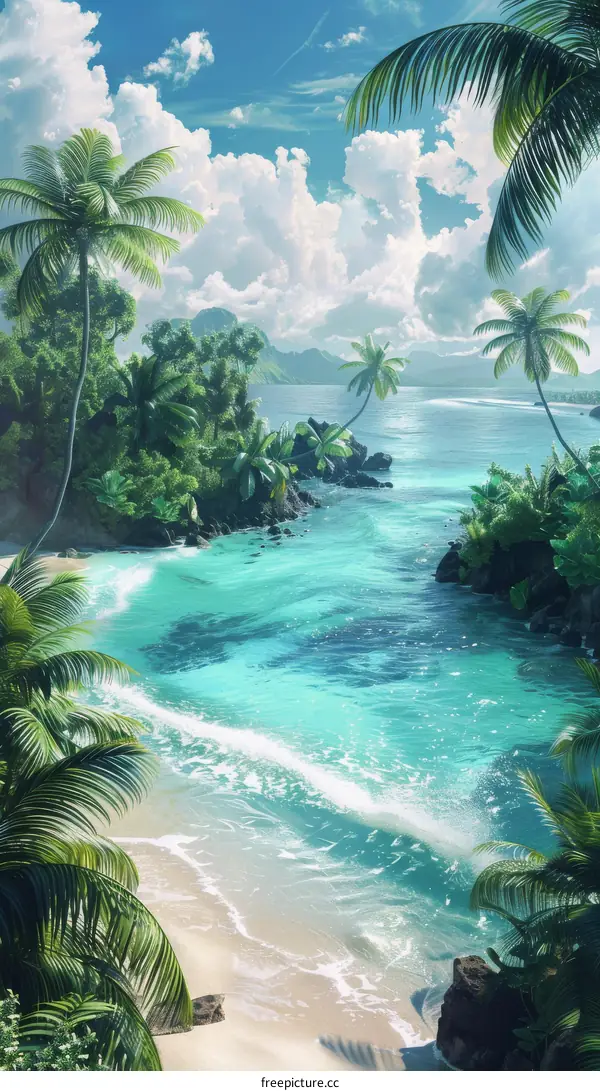 fantasy tropical island paradise beach