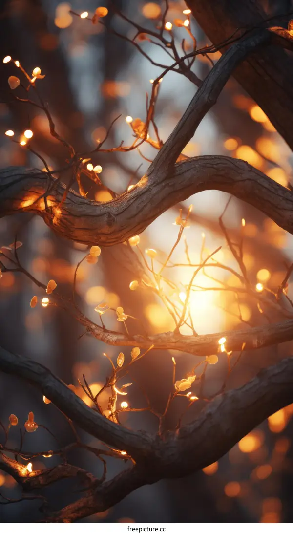 Glowing Tree Branches in the Forest