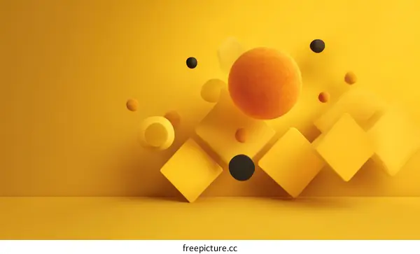 Abstract Geometric Shapes in Yellow Background