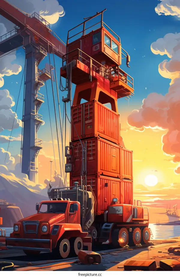 Cargo ship in the sea with containers