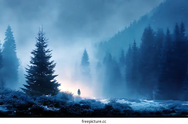 Misty Winter Forest Solitude