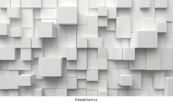 3D Illustration of Random White Cubes