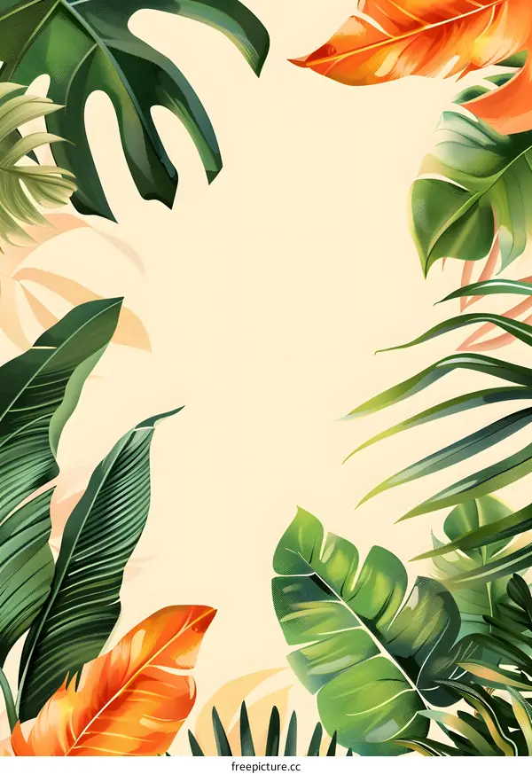 Tropical Leaves Border Illustration