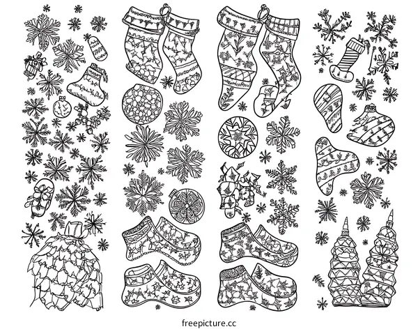Christmas Coloring Book Designs with Snowflakes