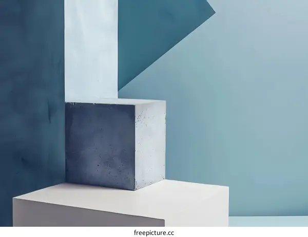Abstract Geometric Shapes Concrete Platforms Minimalist Product Photography Background