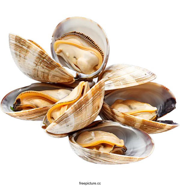 [Transparent Background PNG]Fresh Clams on White Background