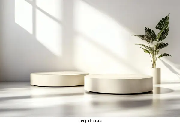 Minimalist Display Podiums in a Modern Interior